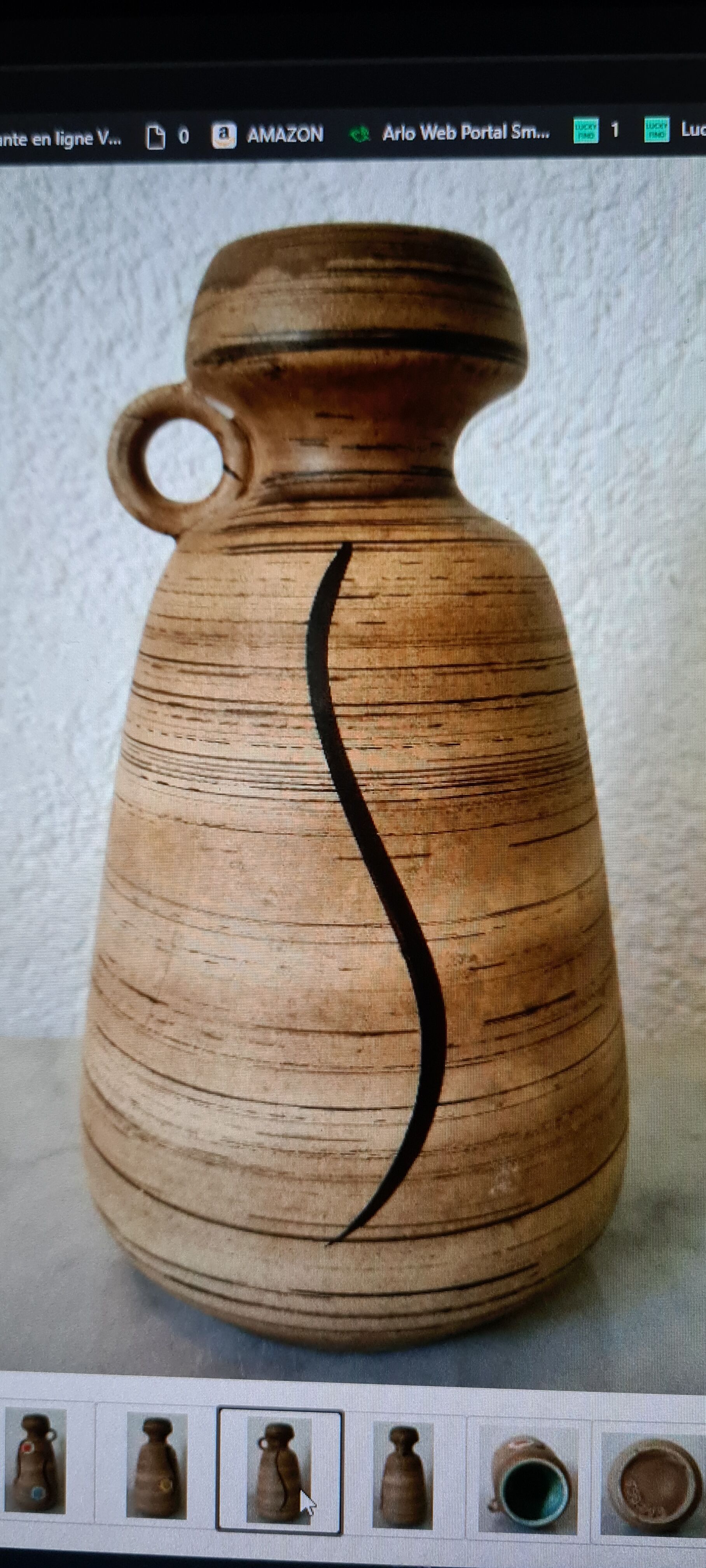 Blumenkrug ceramic flower vase with colorful points 50er years ceramics