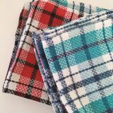 Ensemble de 12 serviettes vintage à carreaux – Rouge et turquoise