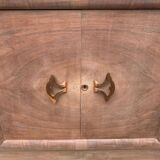 Buffet enfilade art déco 4 portes rénové en bois de chêne brut 200cm
