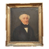 Portrait d'un vieillard, Grande huile sur toile, XIXe siècle, encadrée