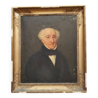 Portrait d'un vieillard, Grande huile sur toile, XIXe siècle, encadrée