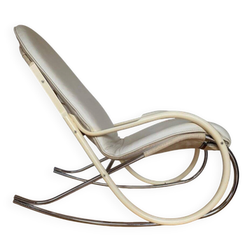 Chaise berçante vintage suisse par Paul Tuttle pour Strässle, années 1970.