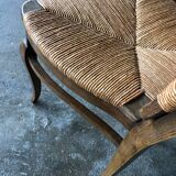 Dining chairs with rush made of oak wood, France 1950s, Set of 6