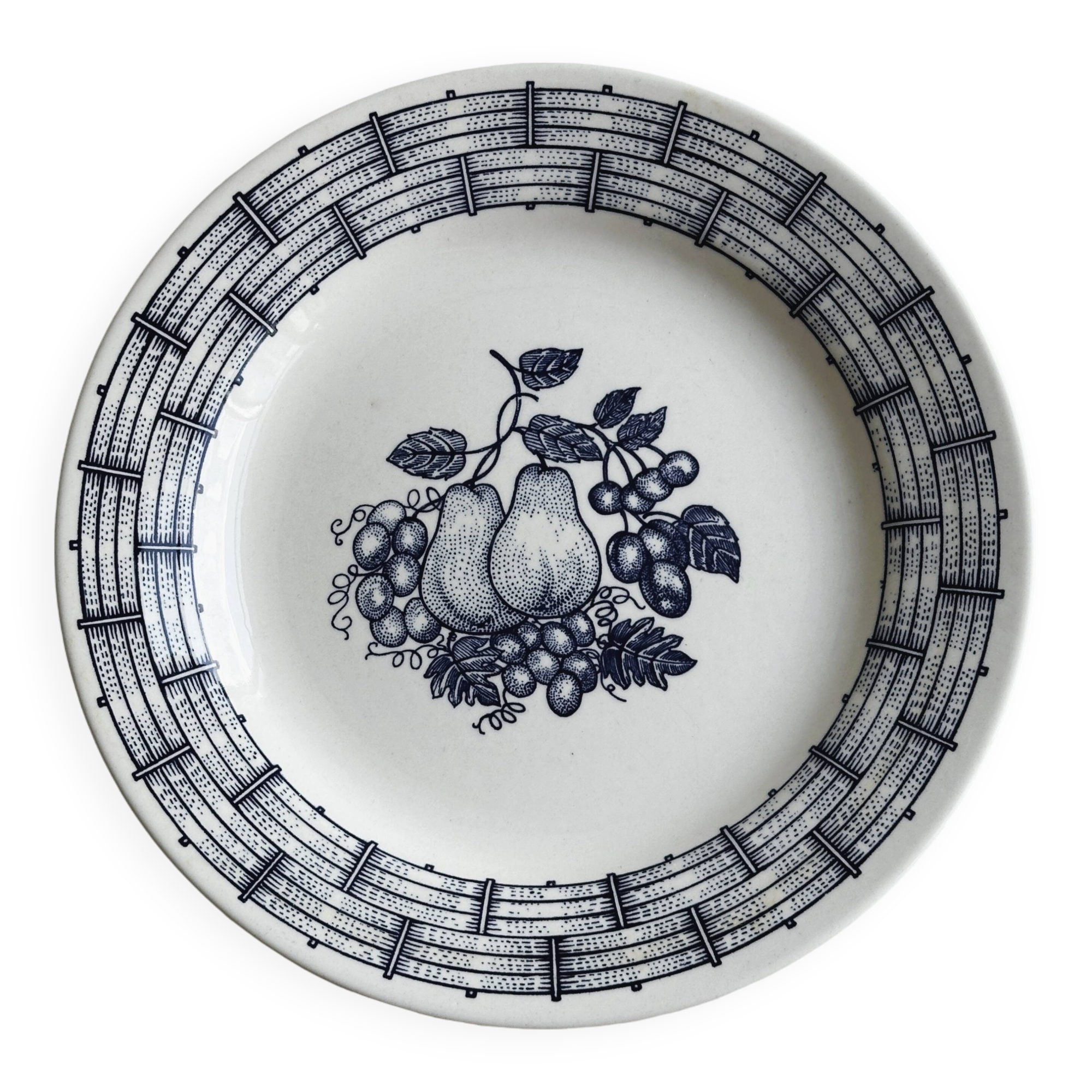 Vintage porcelain plate with fruit pattern
