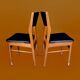 Pair of Scandinavian chairs in wood and black skai