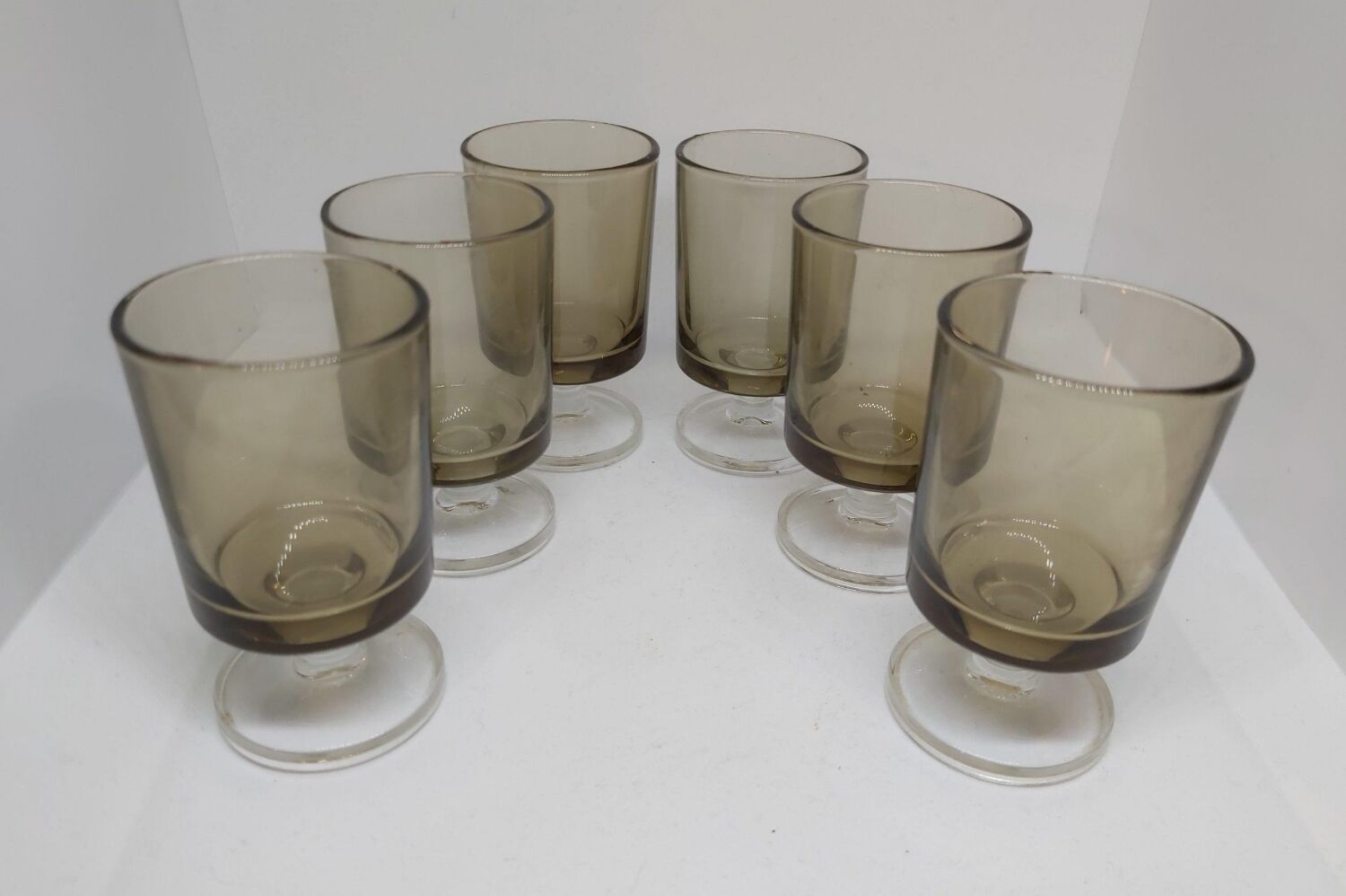 Smoked brown digestive glasses from the 70s