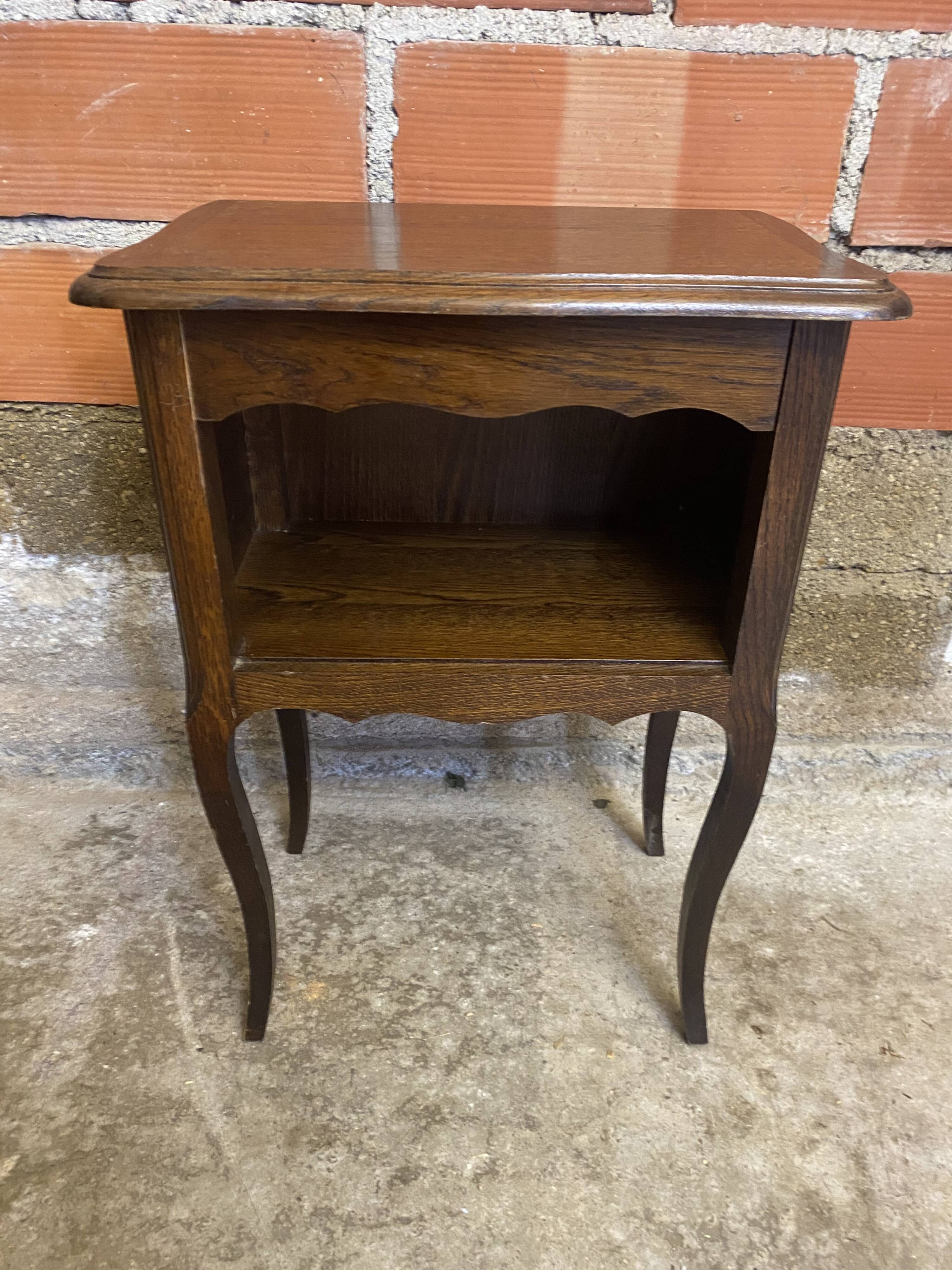 Louis xv style nightstand table wood drawer + vintage case