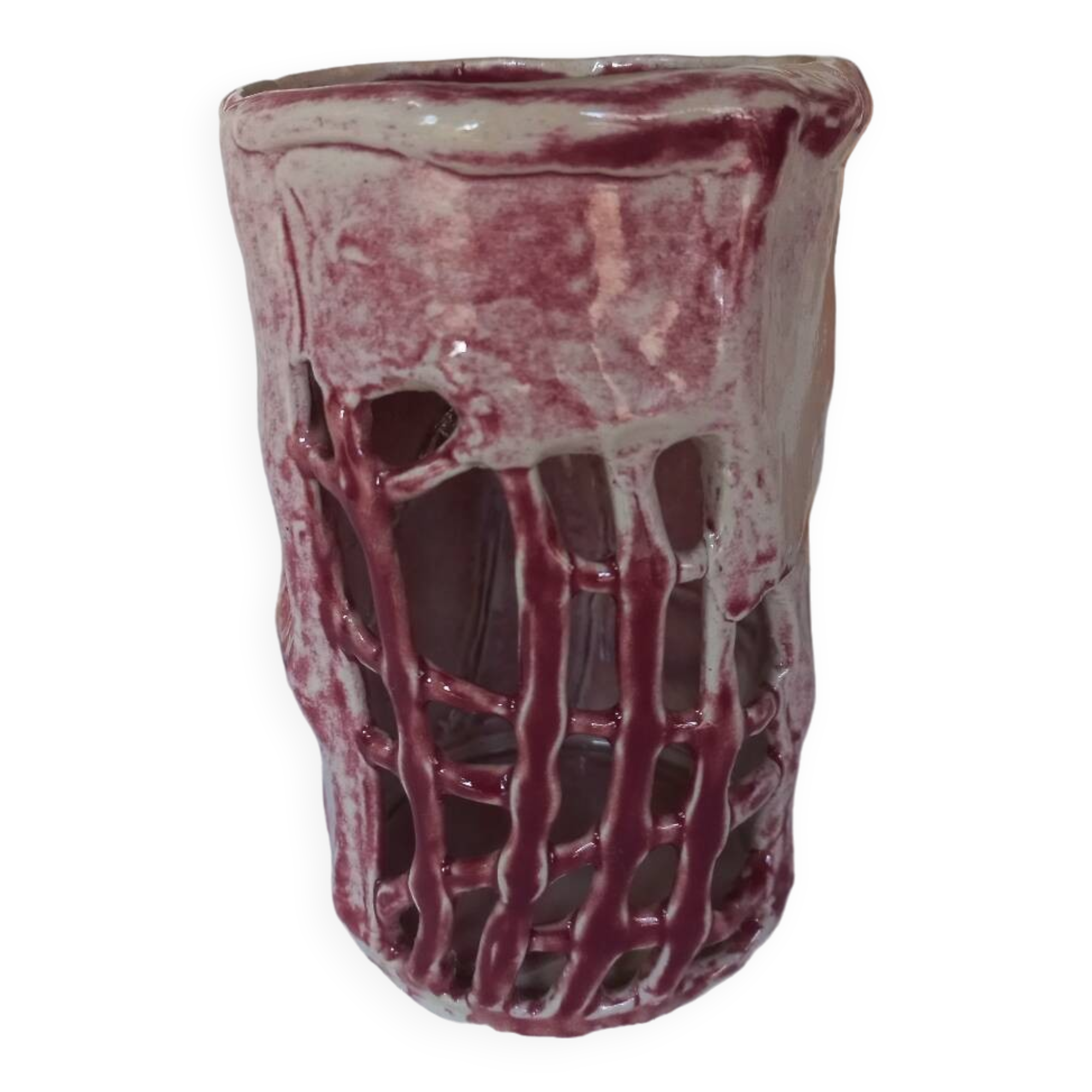 Original enamelled earthenware vase