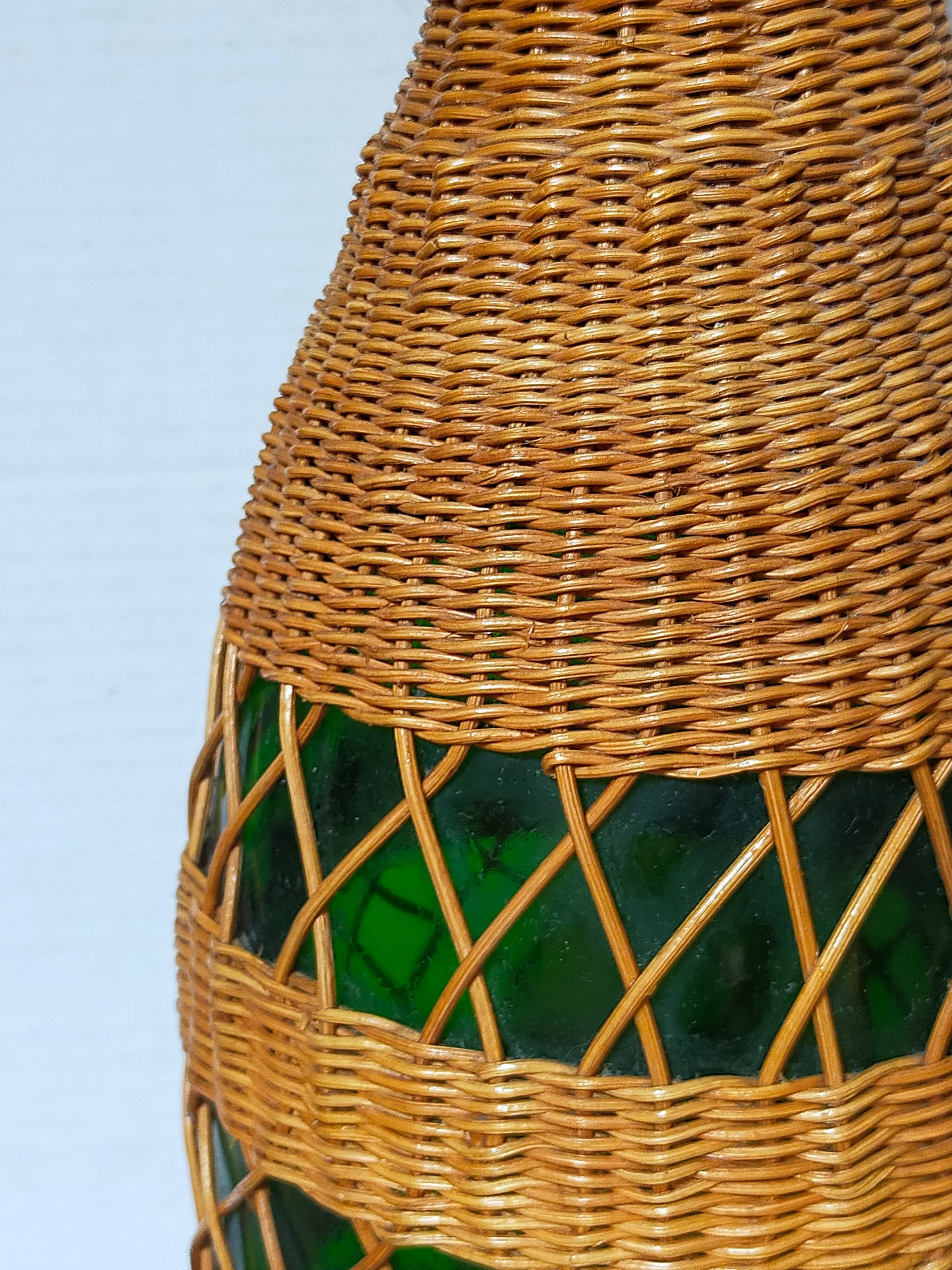 XL bottle lamp foot dressed in rattan 50s