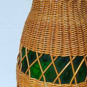 Pied de lampe bouteille XL habillée de rotin années 50