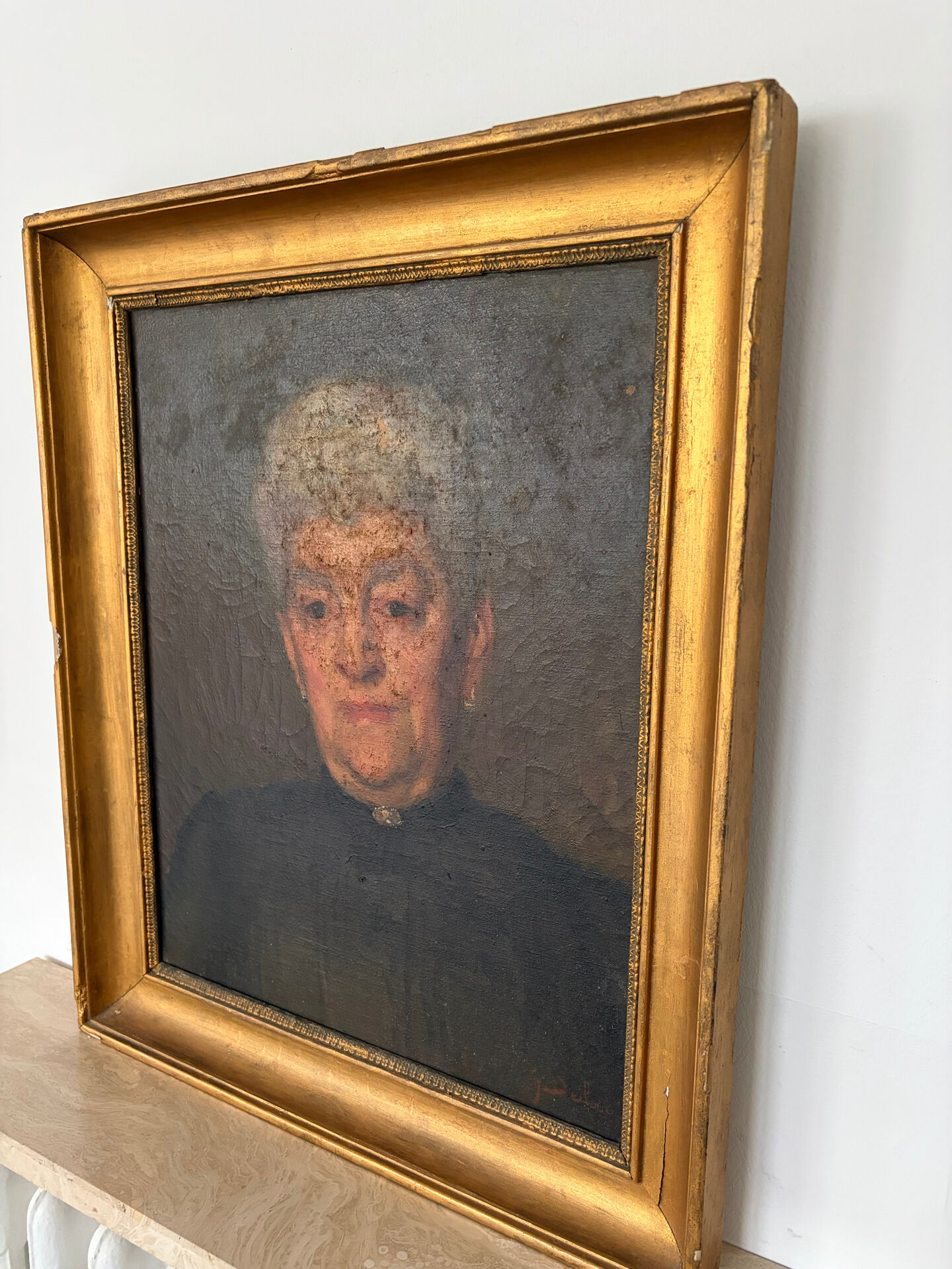 Oil portrait on canvas signed