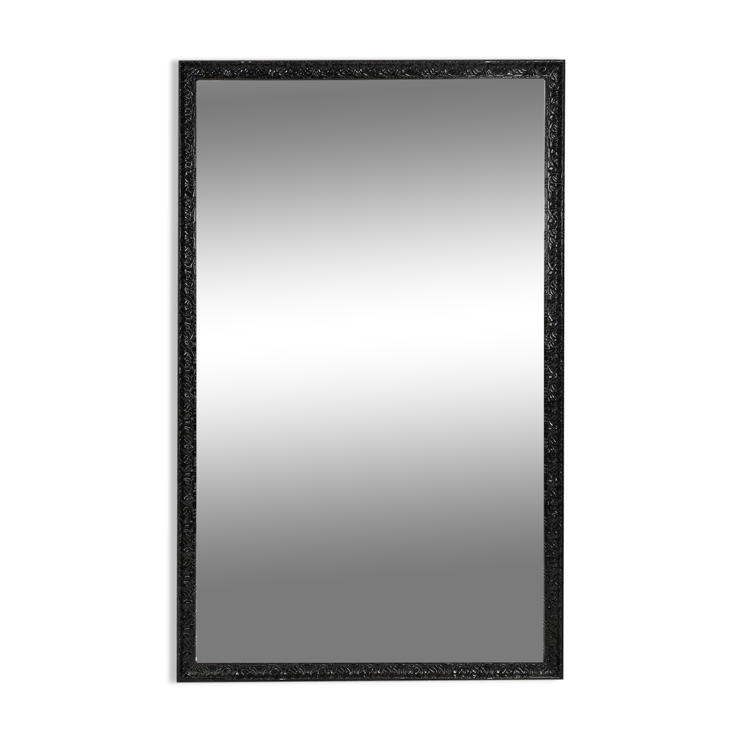 Baroque black large oak fireplace mirror, France ca. 1850