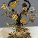 Bronze and polychrome glass lamp, 20th century