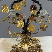 Lampe en bronze et verre polychrome, XXe Siècle