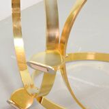 Knut Hesterberg Round Brass Coffee Table with Smoked Glass Top Germany, 70s