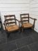 Pair of low beech armchairs