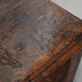 Rare Large Gothic 16th century carved solid oak chest, France