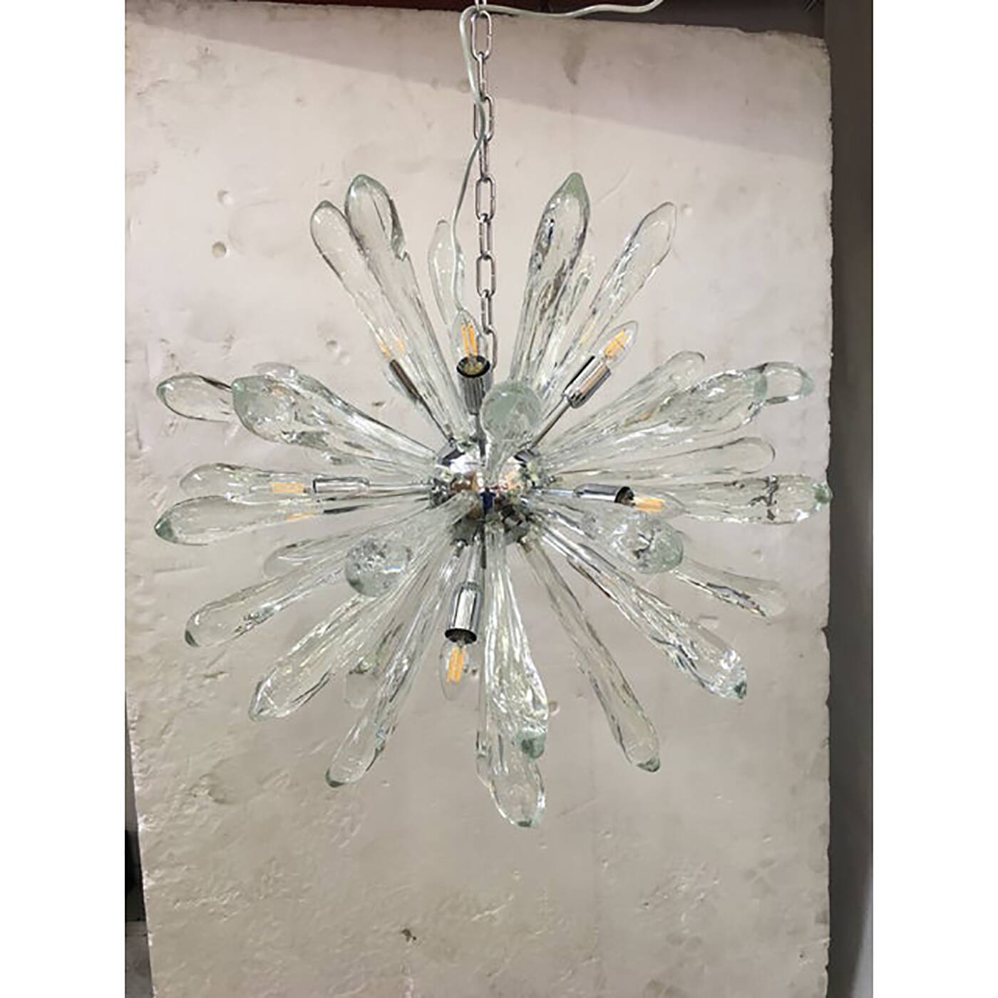 Murano Glass Ice Clear Sputnik Italian Chandelier