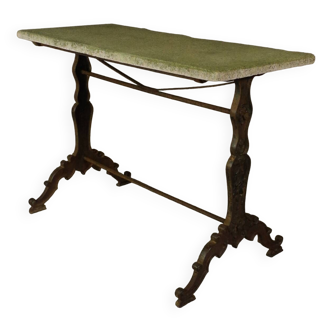 Table bistrot fonte et granito époque art nouveau