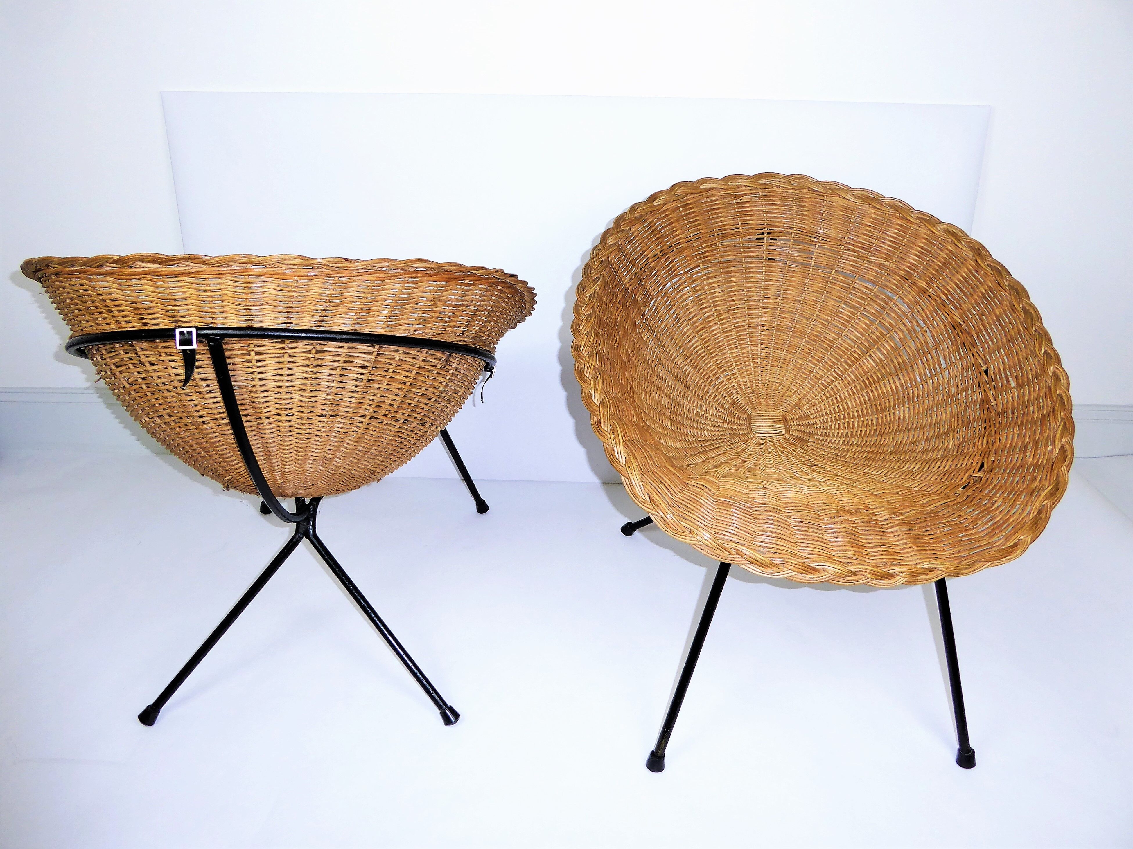 Rattan armchairs 1950