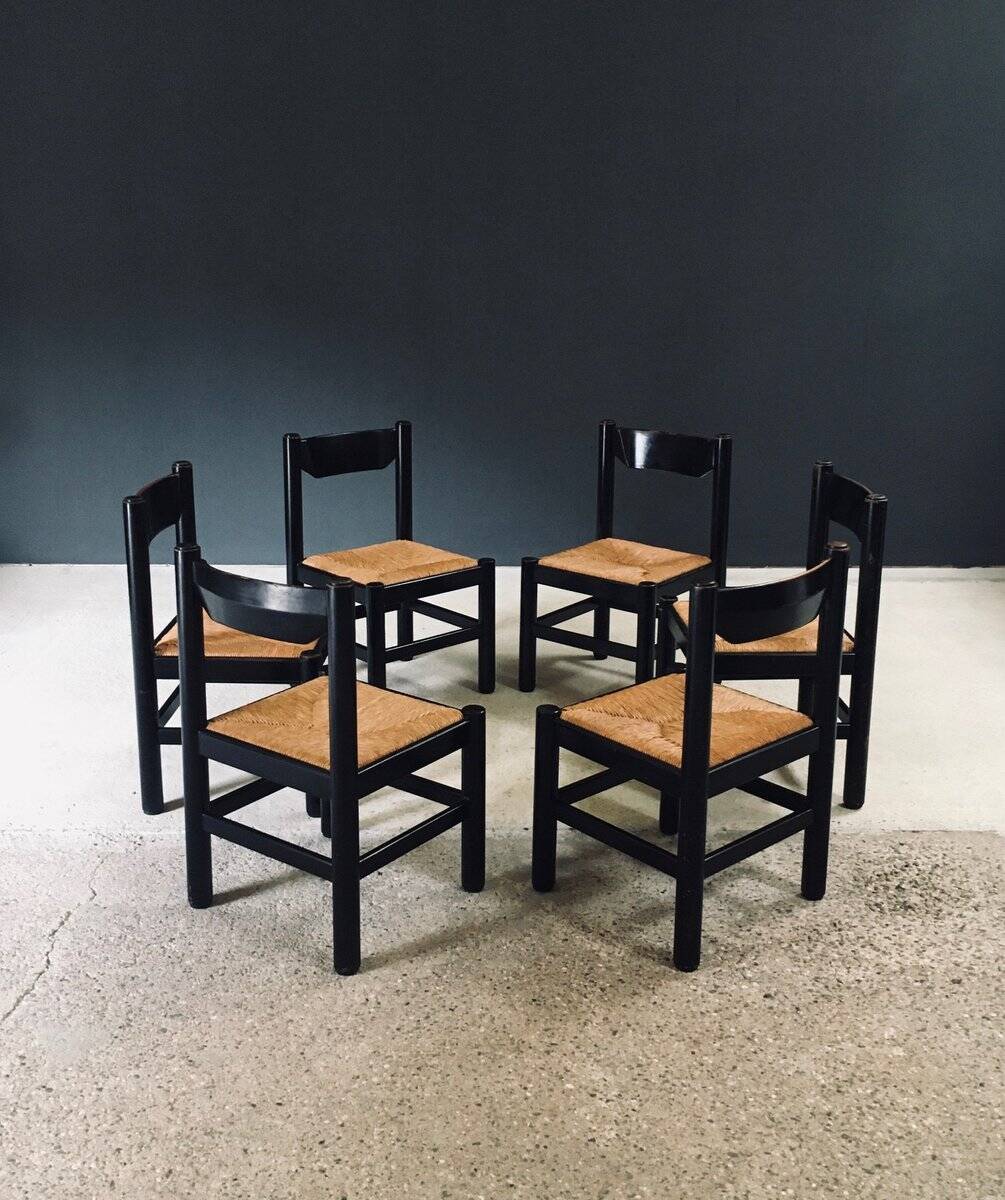 Mid-Century Modern Carimate Dining Chairs, Italy, 1970s, Set of 6