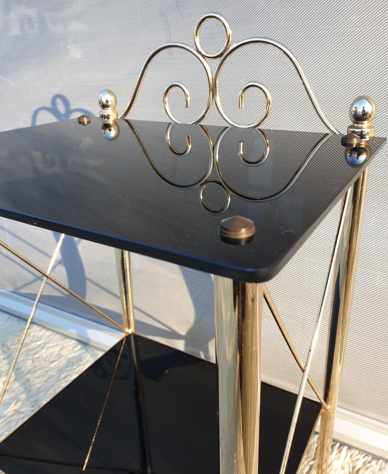 Vintage 70s gold and black opaline serving trolley