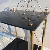 Vintage 70s gold and black opaline serving trolley