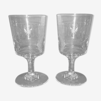 Lot of two port glasses decorated in crystal -19th century - France