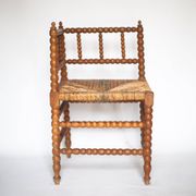Wooden and caned corner chair, antique bobbin chair, occasional chair.
