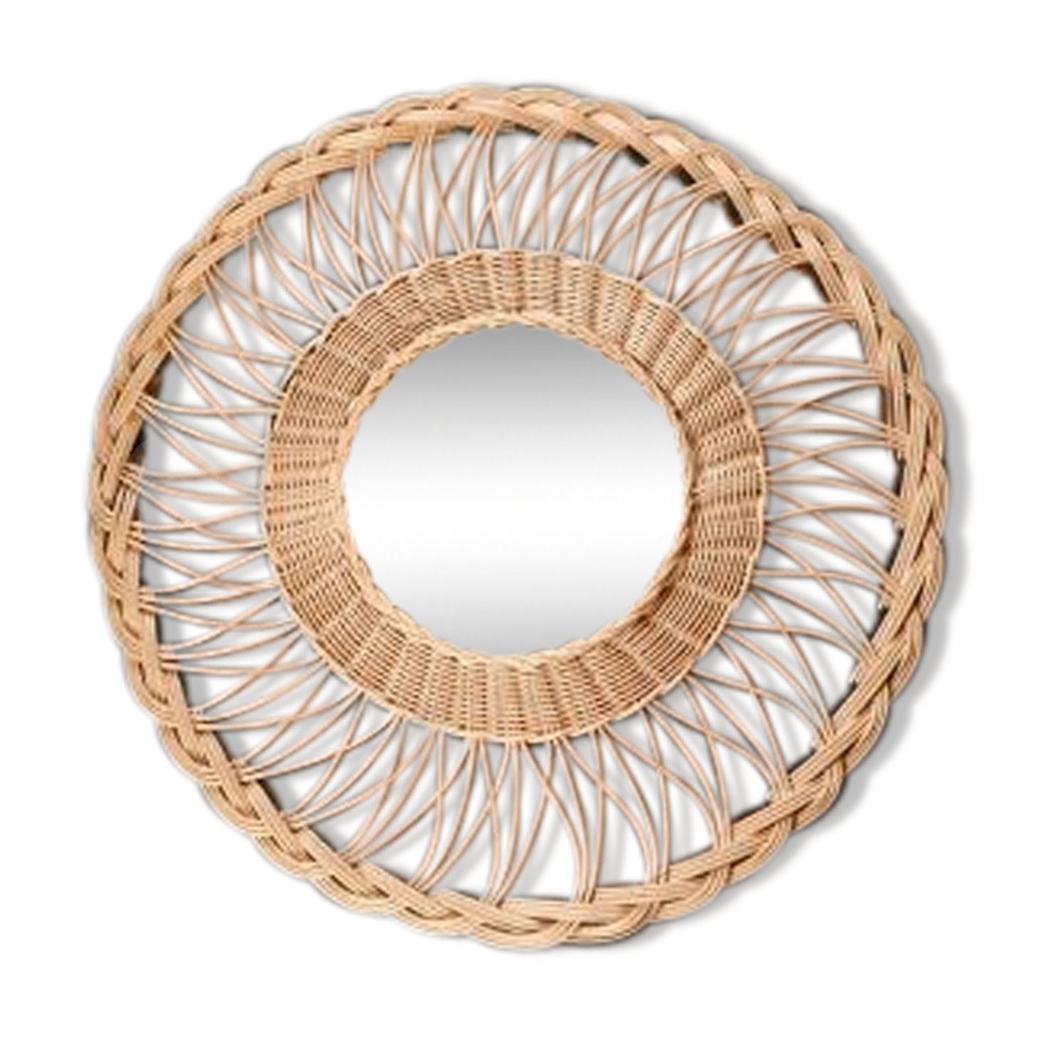 Vintage rattan sun mirror