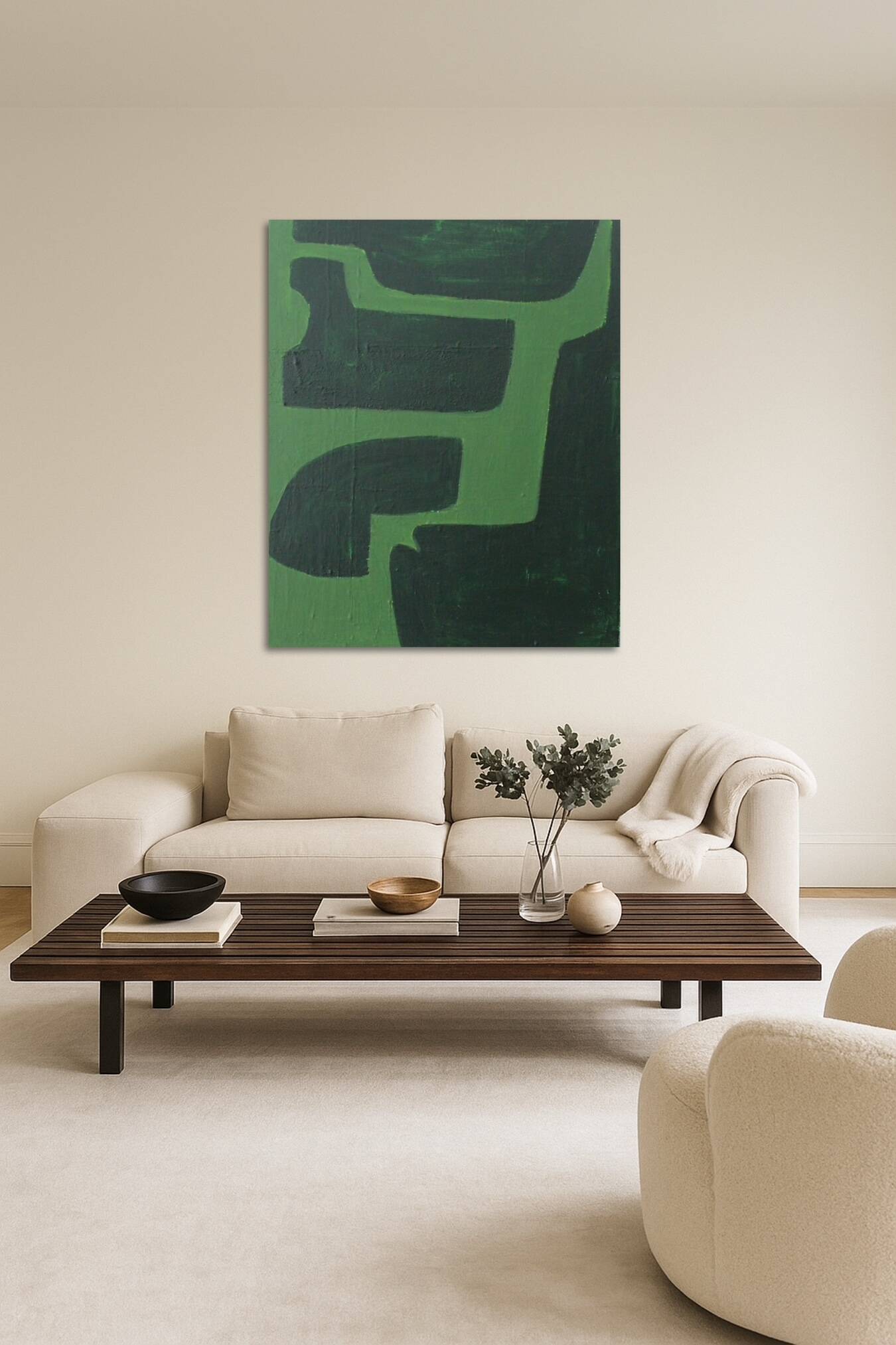 Green organic abstract 100x80cm by Bodasca
