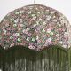 Suspension vintage recyclée à franges — forme dôme et motif fleuri