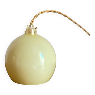 Small pale yellow glass / opaline pendant light