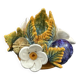 Candlestick with flowers and fruits in slip, Malicorne ceramic