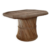 Table basse sculpturale en rotin tressé-vintage années 60/70