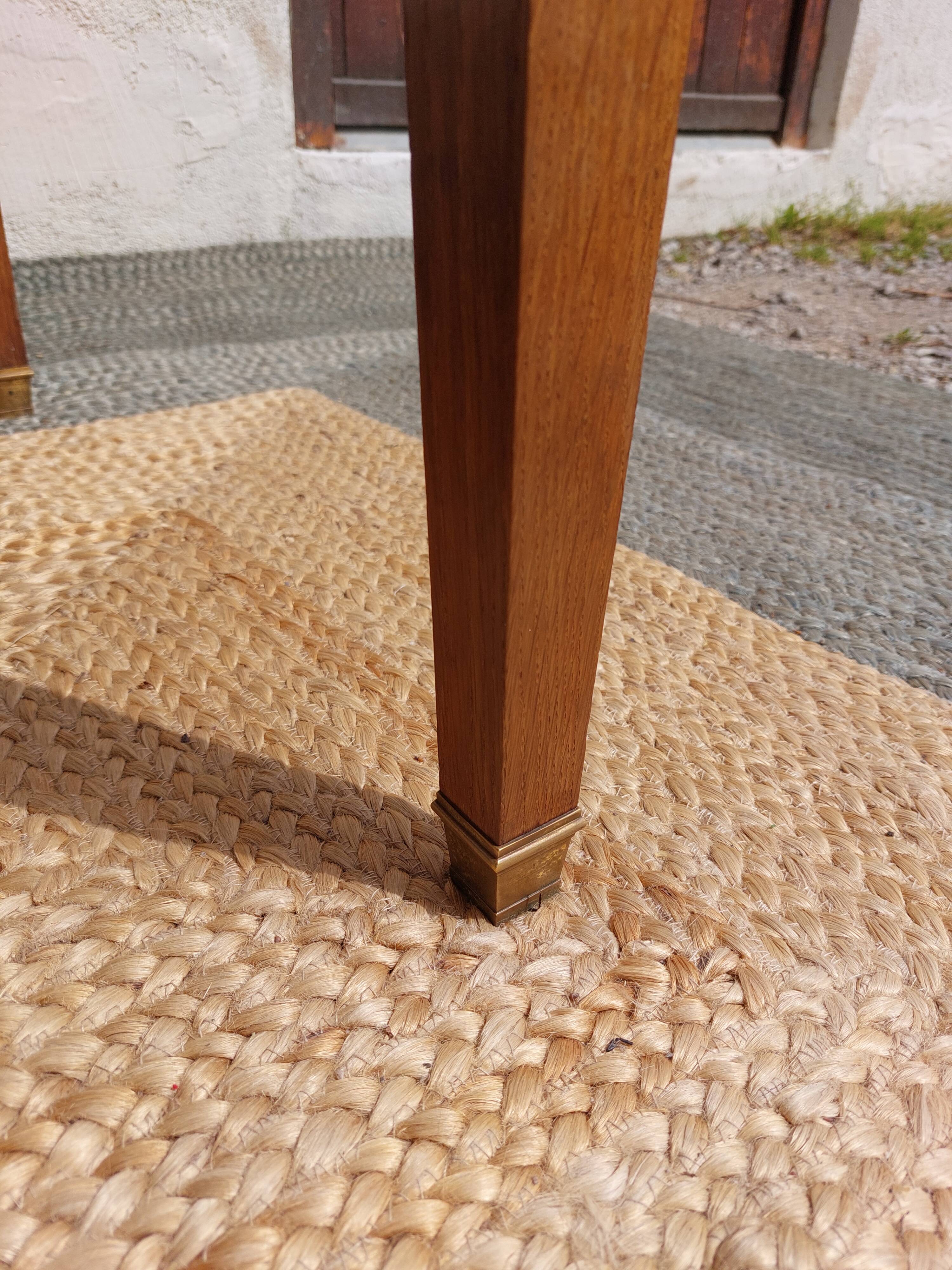 solid wood desk, leather top and extension