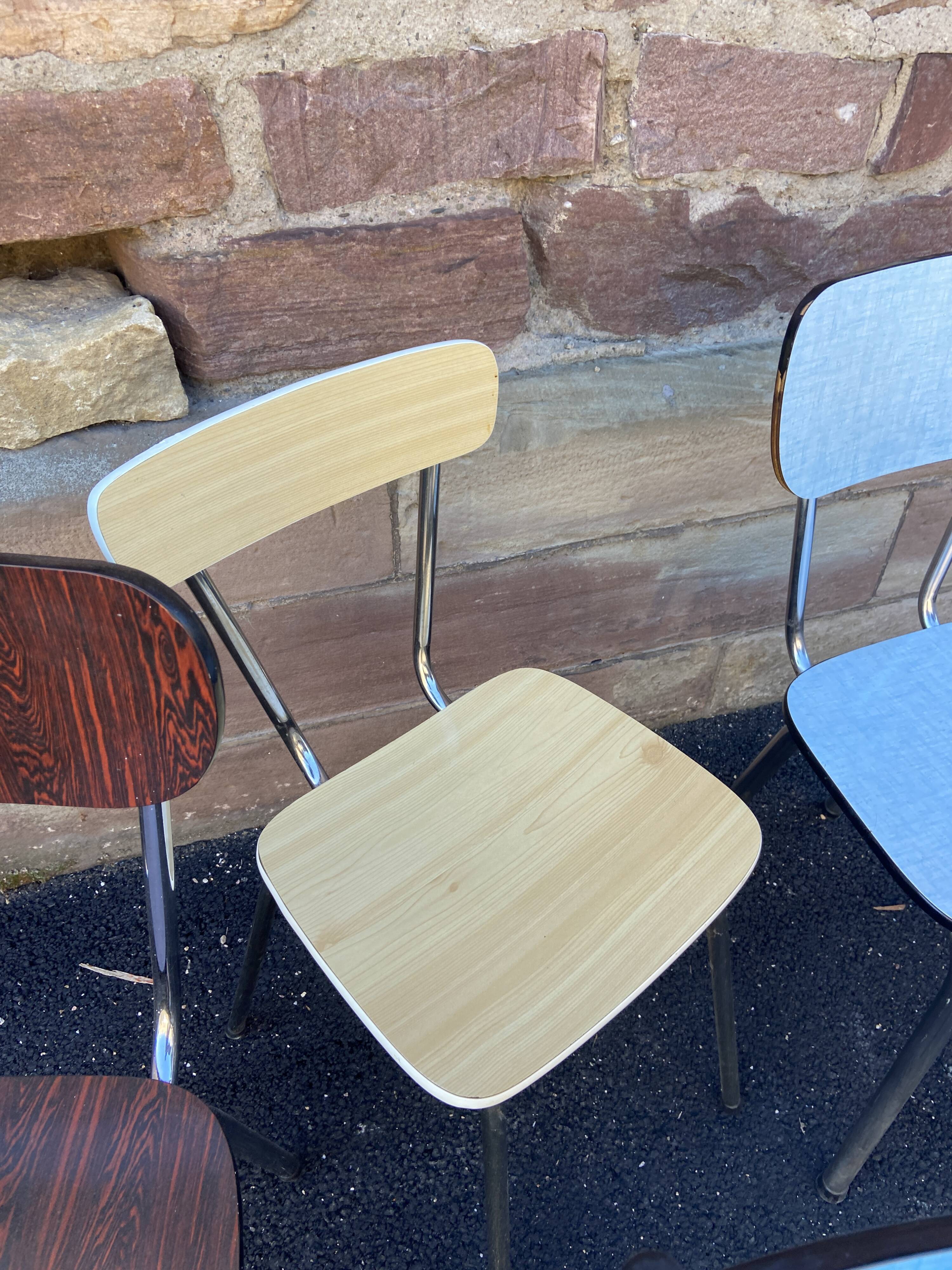 Set of 6 vintage mismatched formica chairs