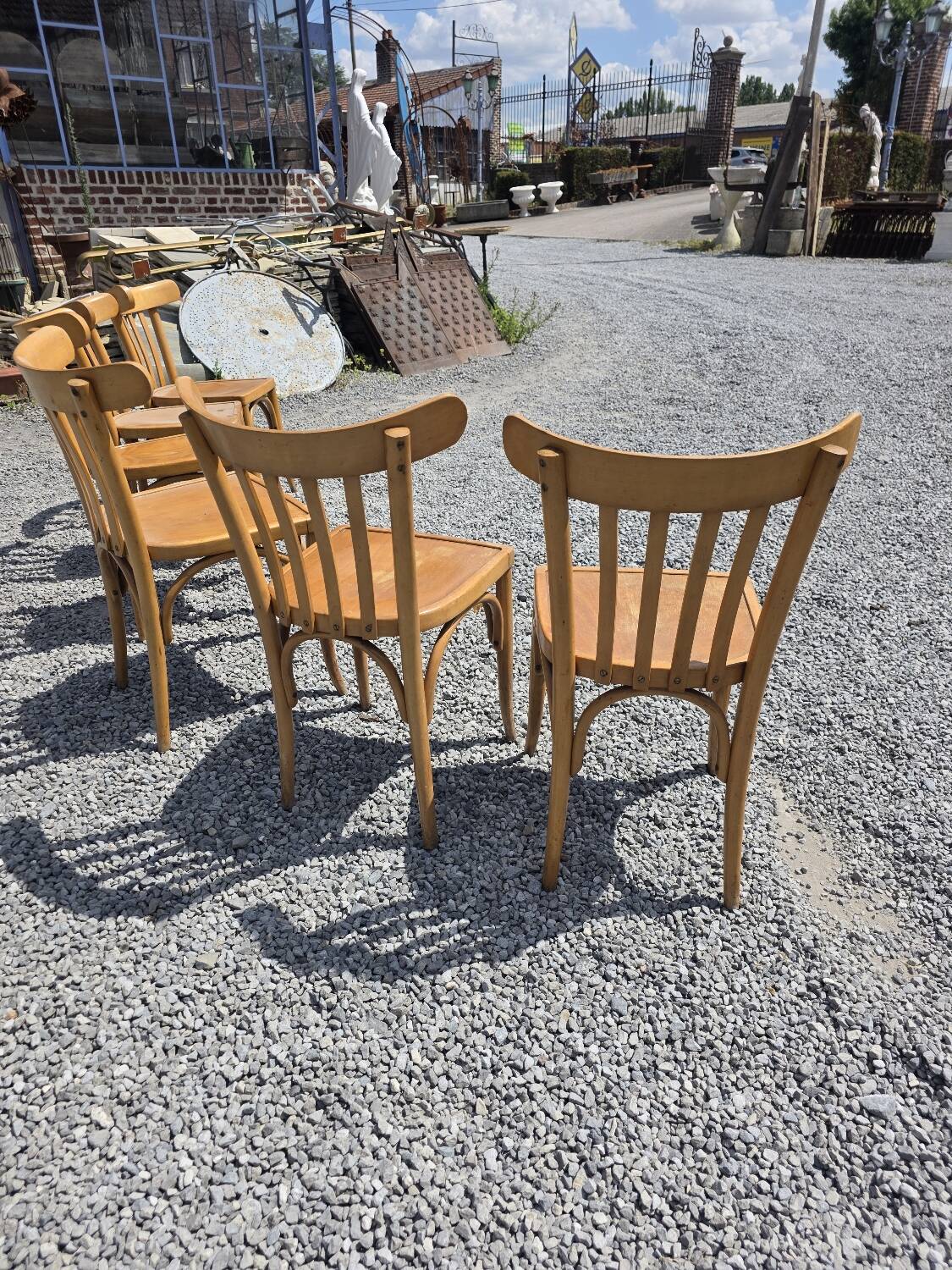 6 Luterma curved wooden bistro chairs