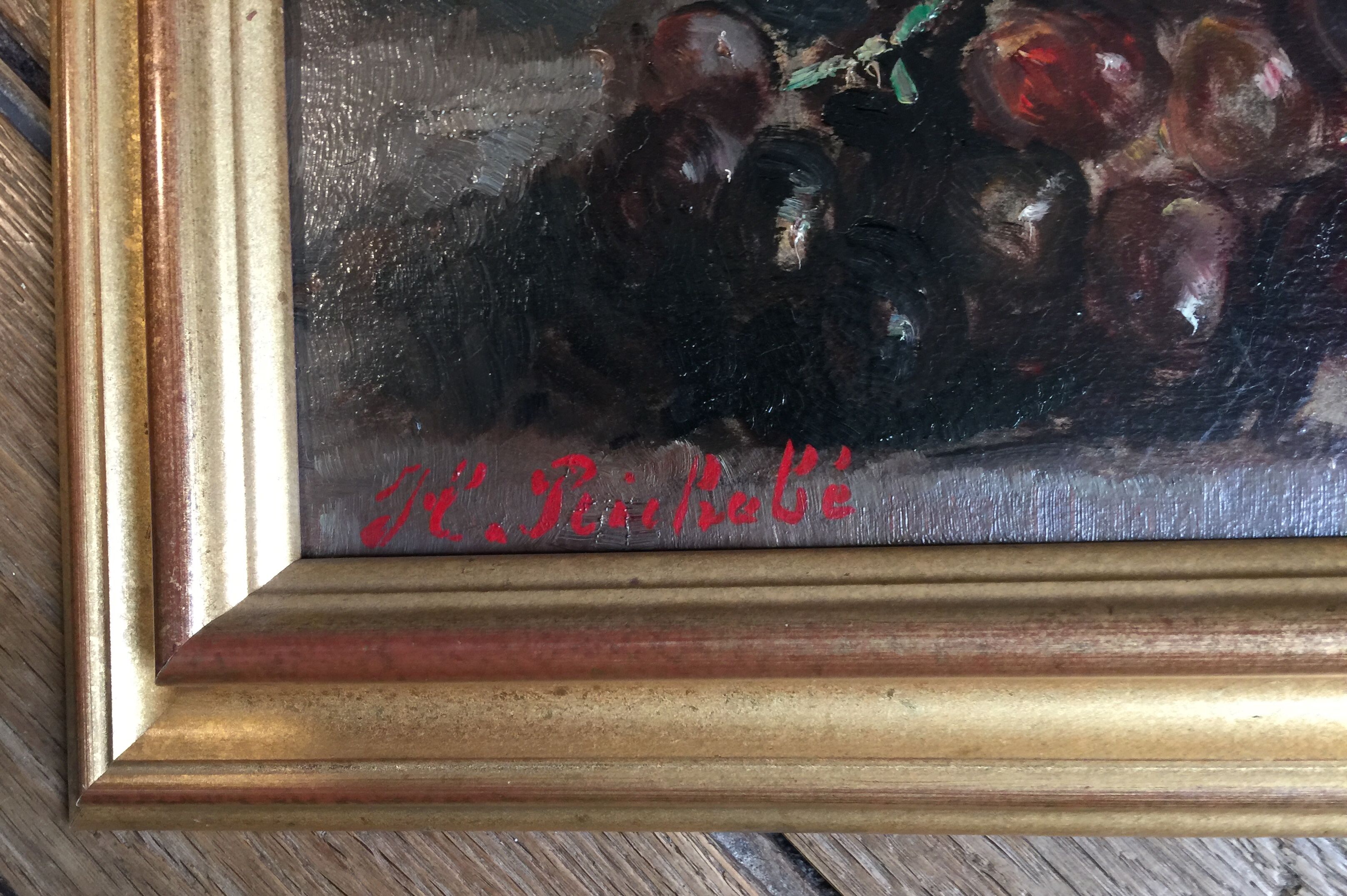 Original oil signed "Dead Nature at the Fruit Cup"