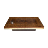 Table basse loupe d'orme et laiton 70' Roche Bobois
