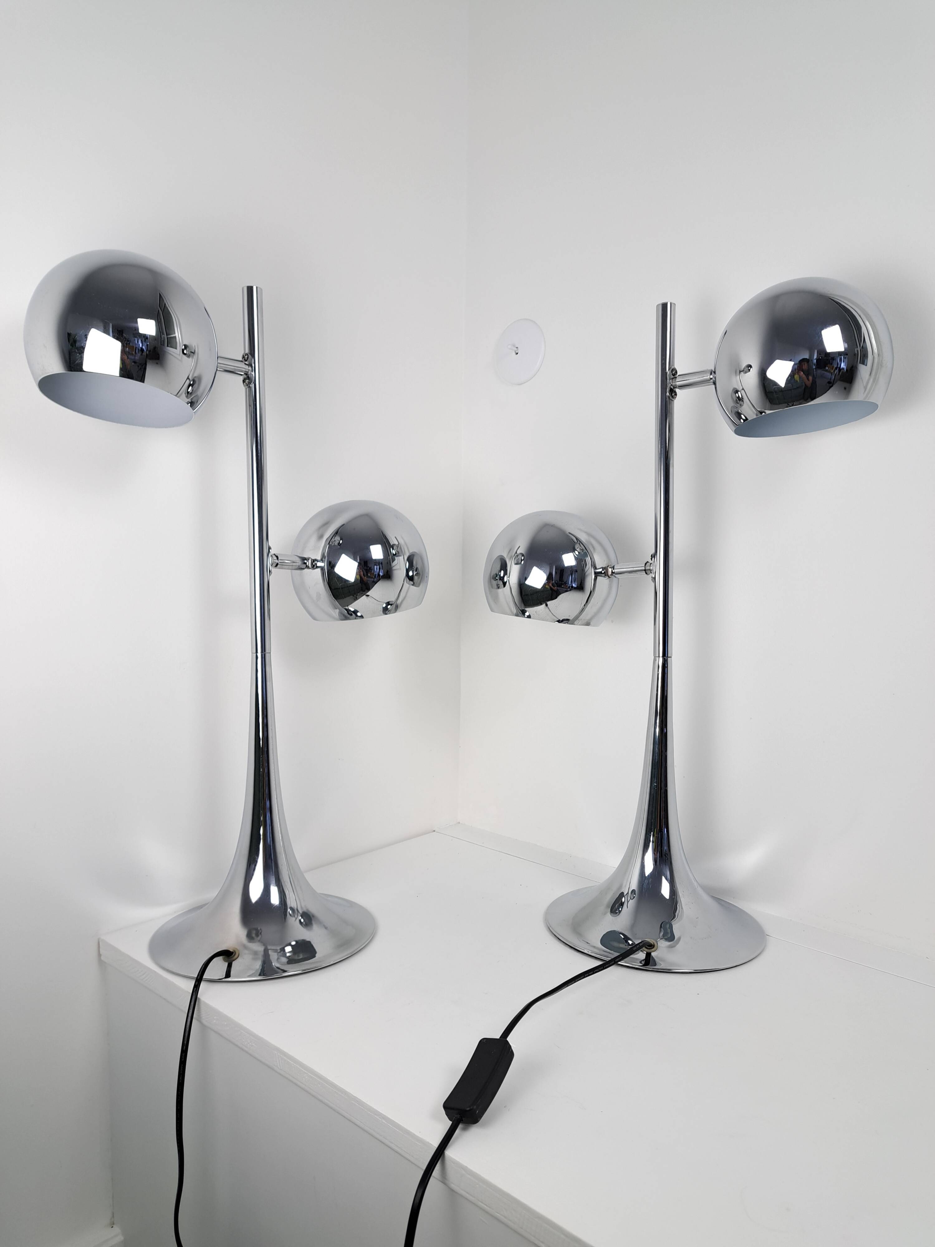 Pair of vintage space age eyeball lamps