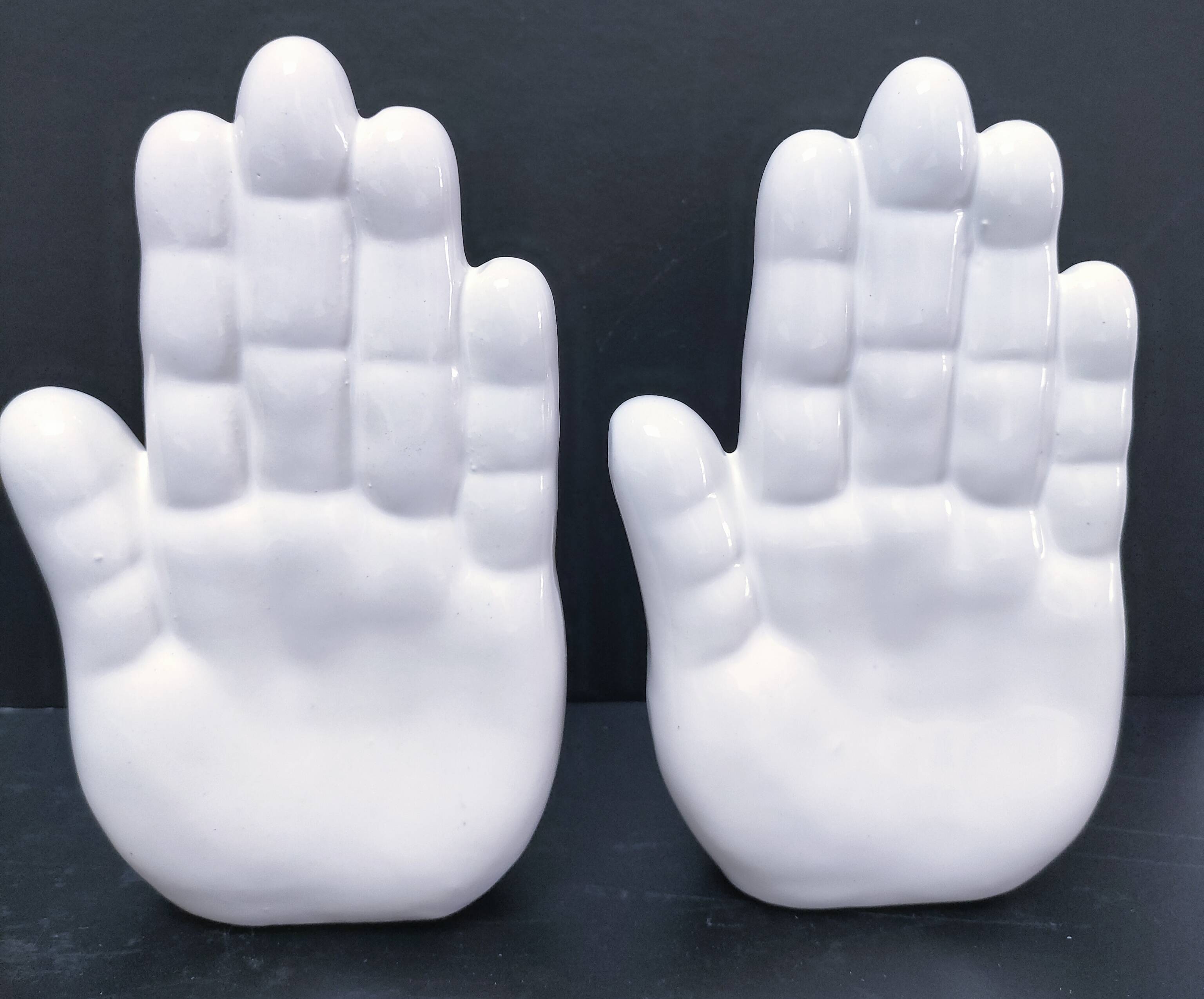 Pair of 80s design ceramic hand bookends