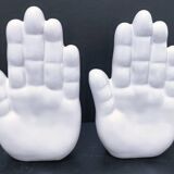 Pair of 80s design ceramic hand bookends
