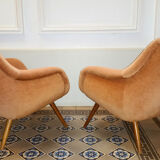 Pair of chairs sculptural vintage restored 60 years