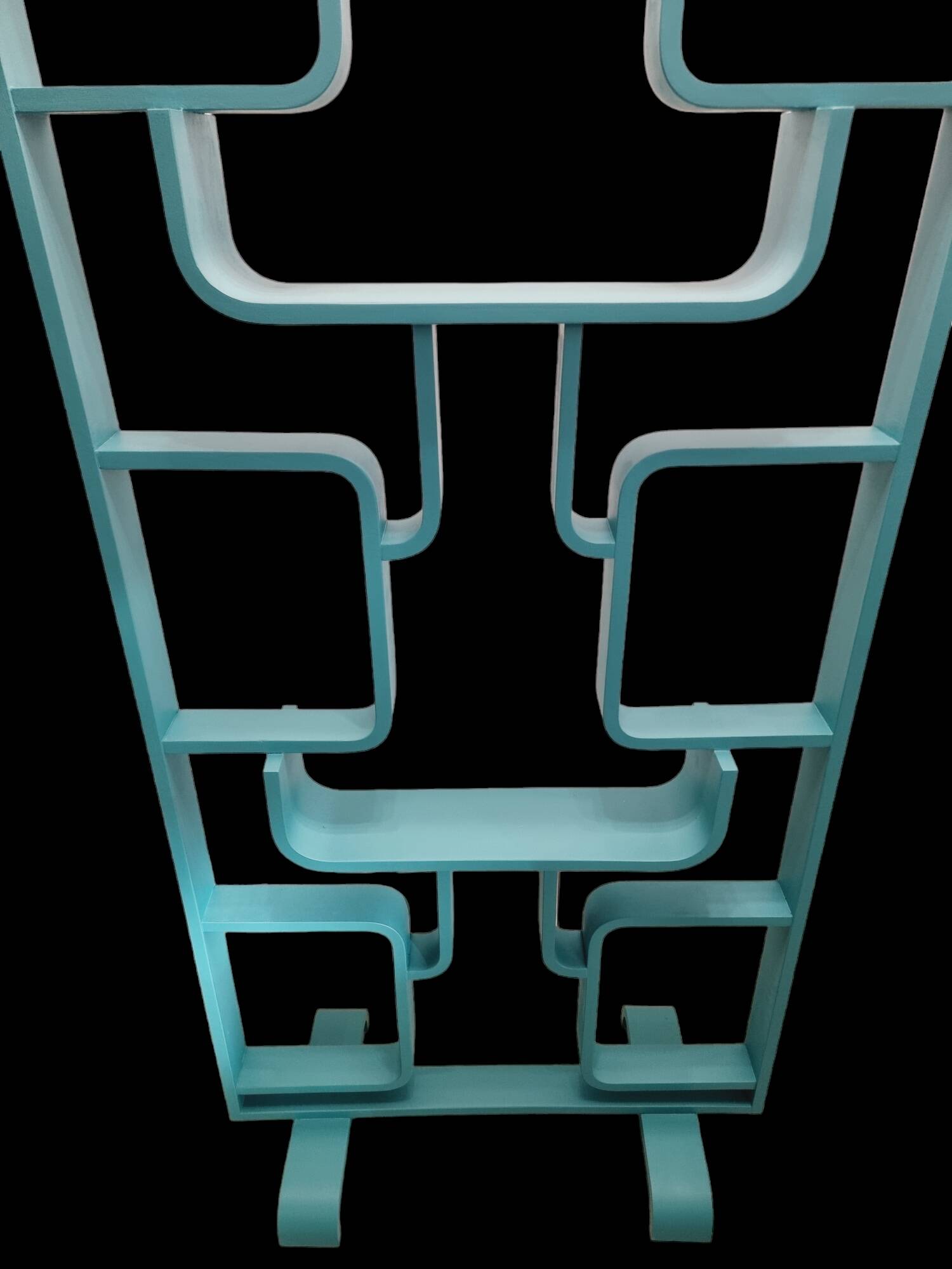 Mid-century room divider by Ludvik Volak in a deep turquoise colour, fully refurbished, Czech 1960s