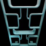 Mid-century room divider by Ludvik Volak in a deep turquoise colour, fully refurbished, Czech 1960s