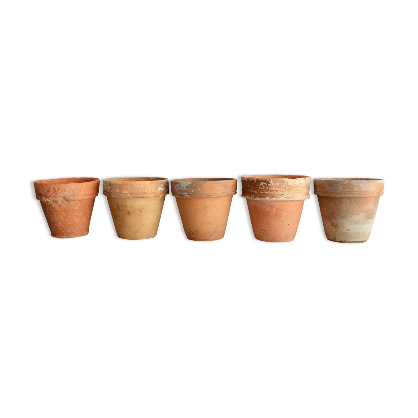 5 old terracotta pots 10 cm