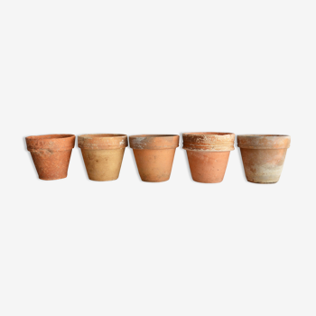 5 pots anciens en terre cuite 10 cm