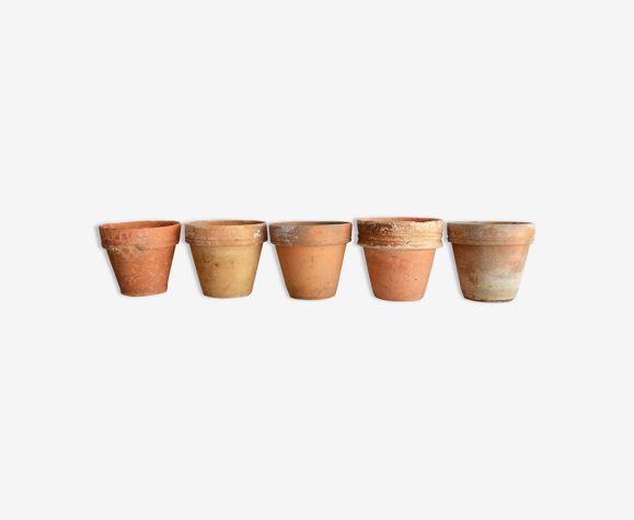 5 pots anciens en terre cuite 10 cm