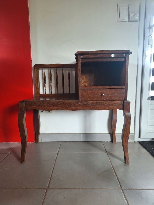 Vintage telephone bench in solid oak